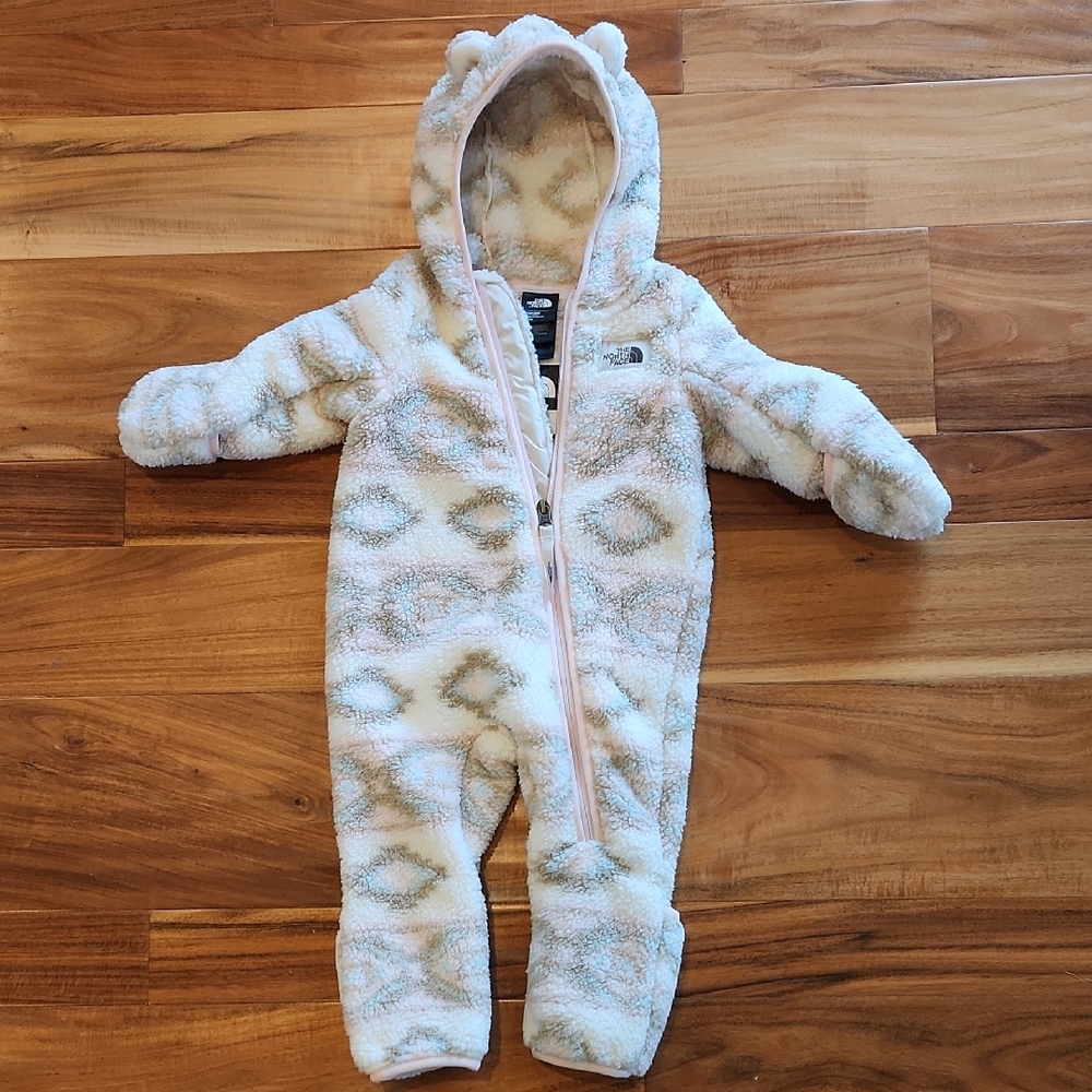 The North Face Kids Fleece Hooded Suit - Cream and Gray